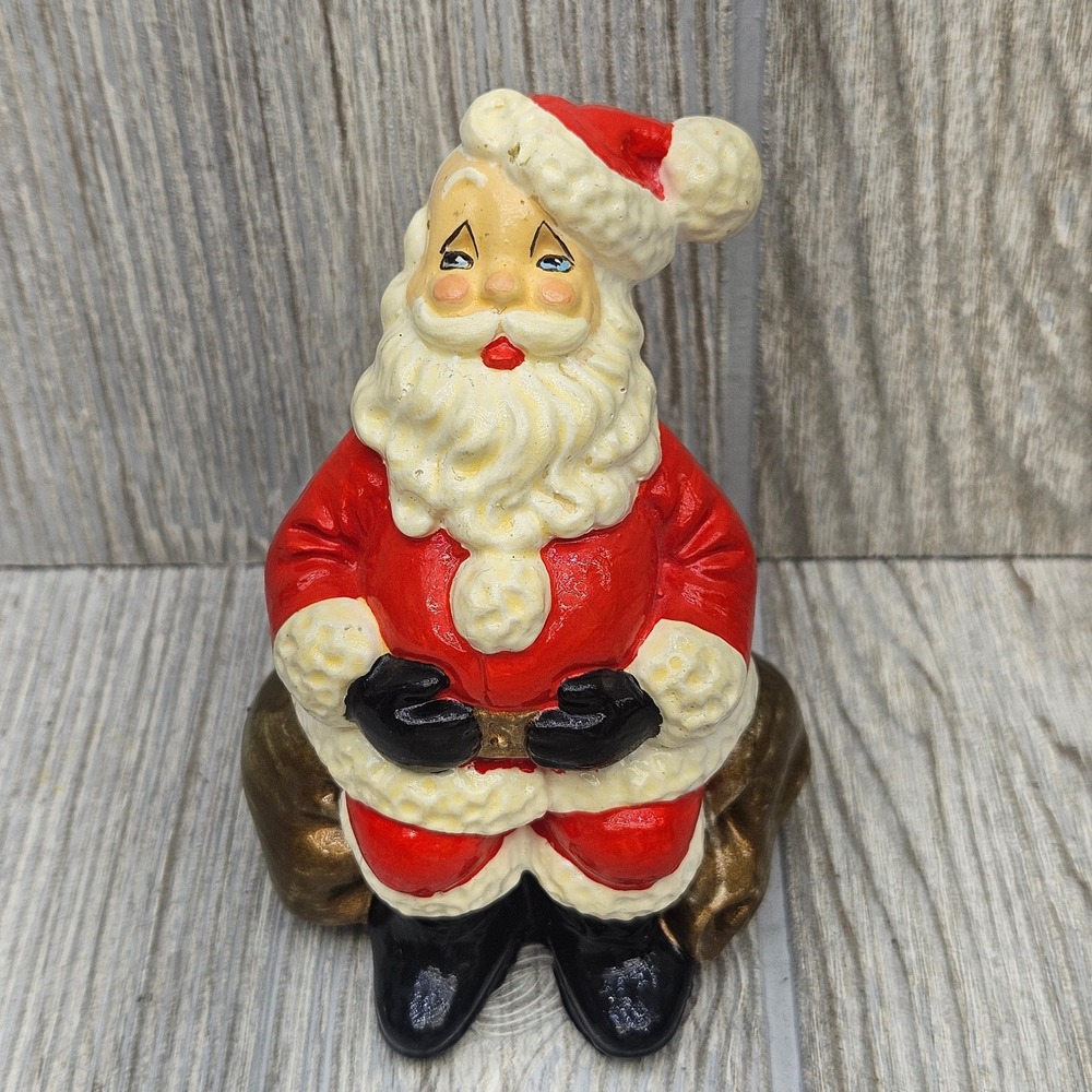 Vintage Atlantic Mold Santa Claus On Bag Sack Christmas Ceramic Figurine